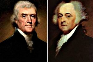 Photo collage of Thomas Jefferson and John Adams