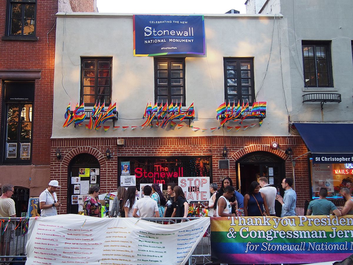 Photo outside of Stonewall Inn during pride weekend