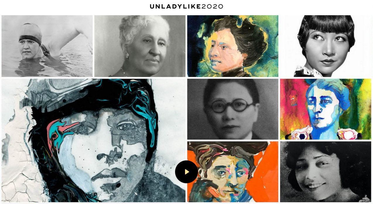 paintings of women in a grid