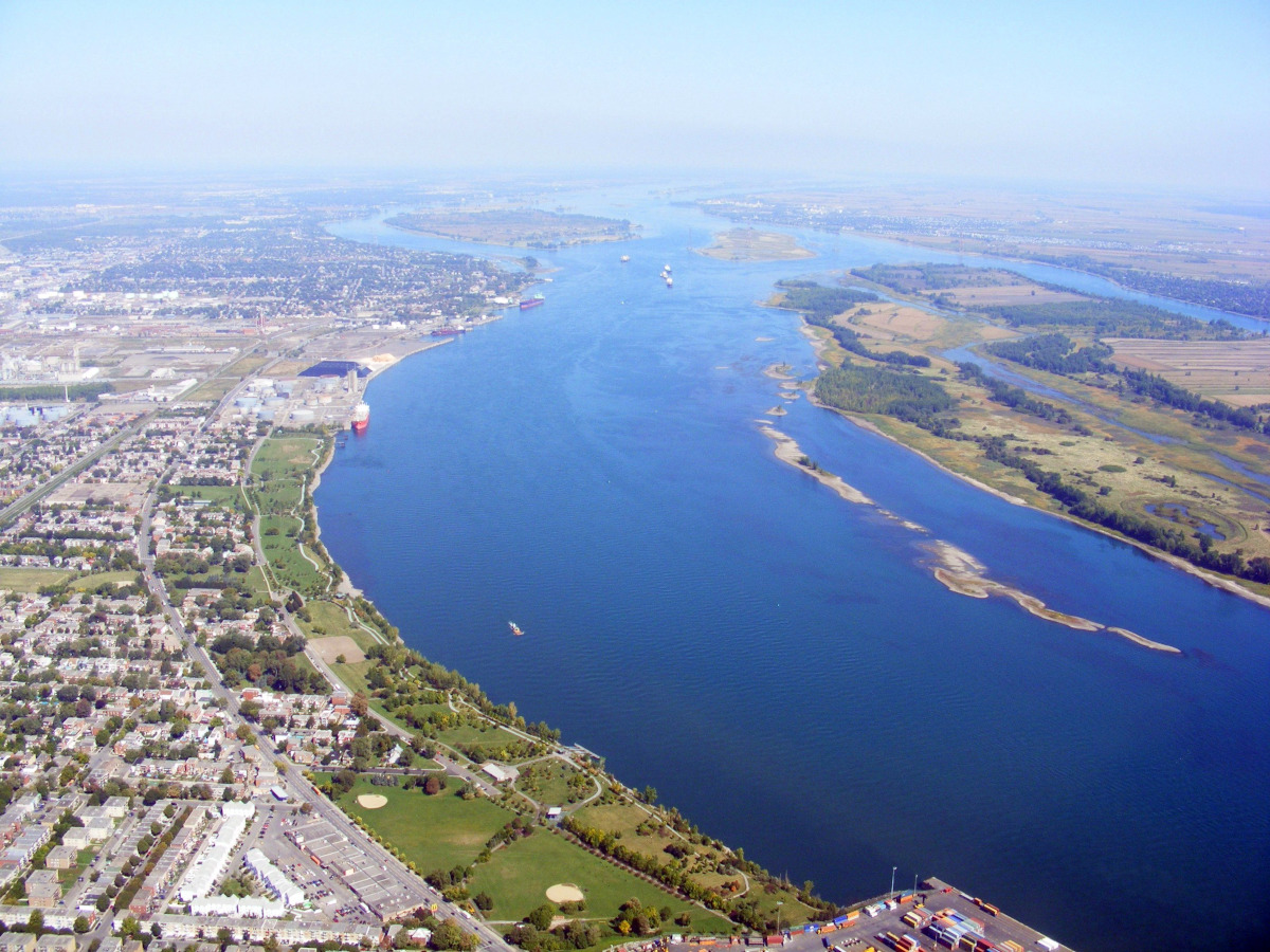 Aerial photo of the St. Lawrence River