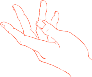 sketch drawing of hand in red